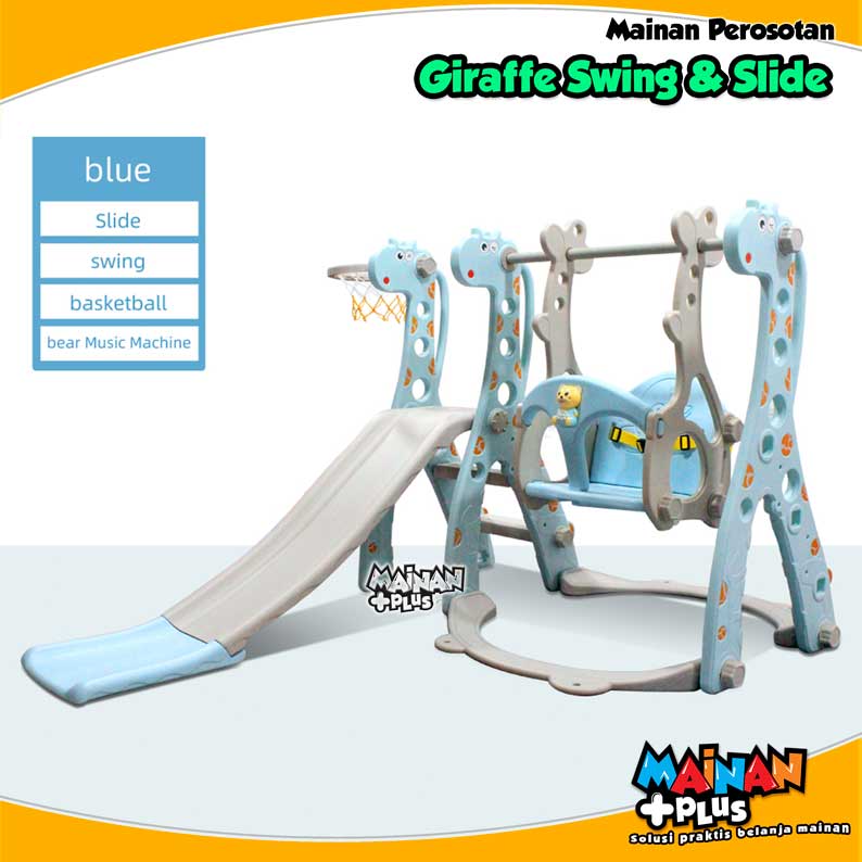 Perosotan Anak Ayunan Bola Basket Musik Giraffe Swing Slide Playground